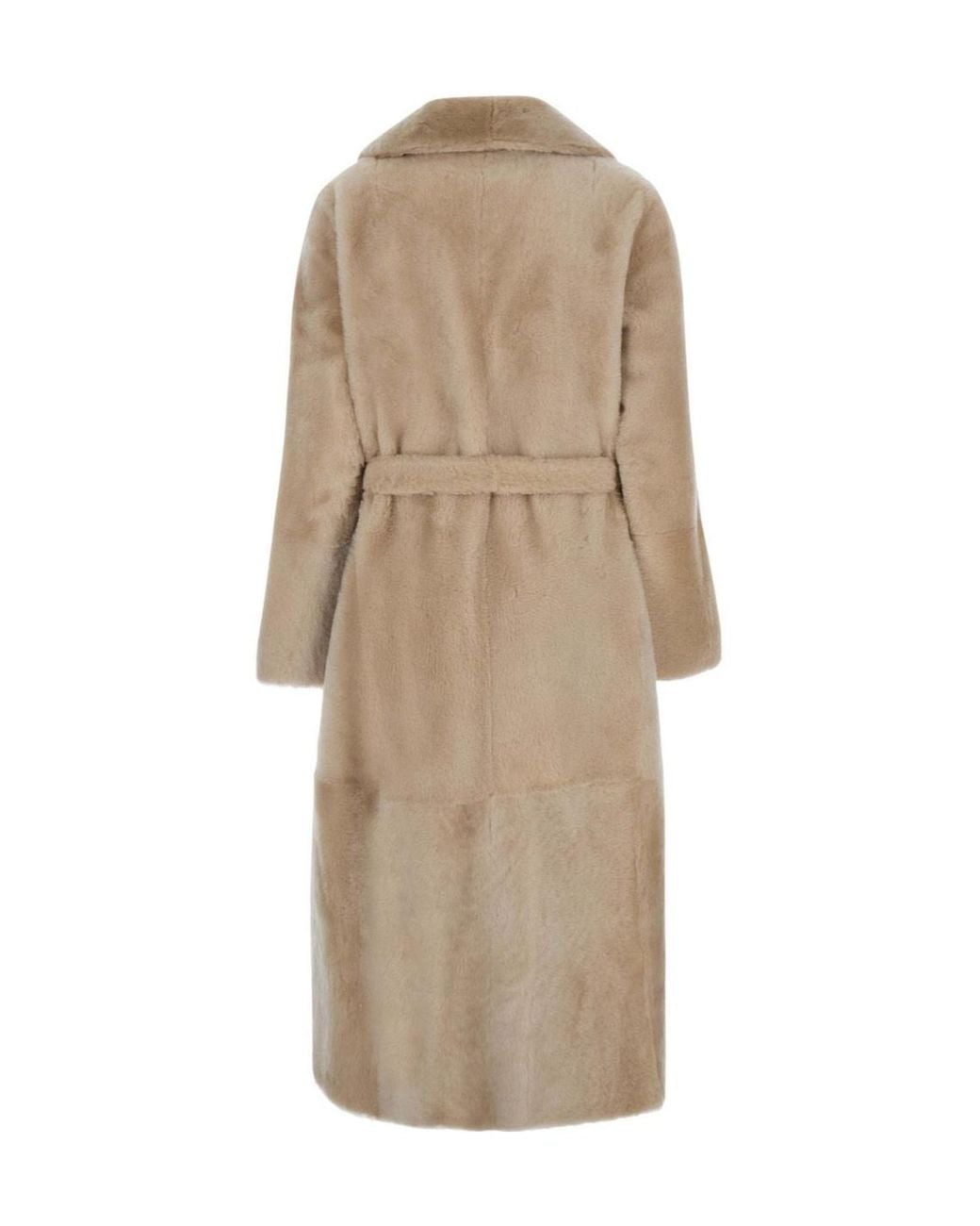 Yves Salomon Natural Belted Long Coat