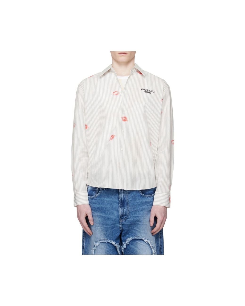 Carne Bollente White Business Sensual Striped Shirt for men