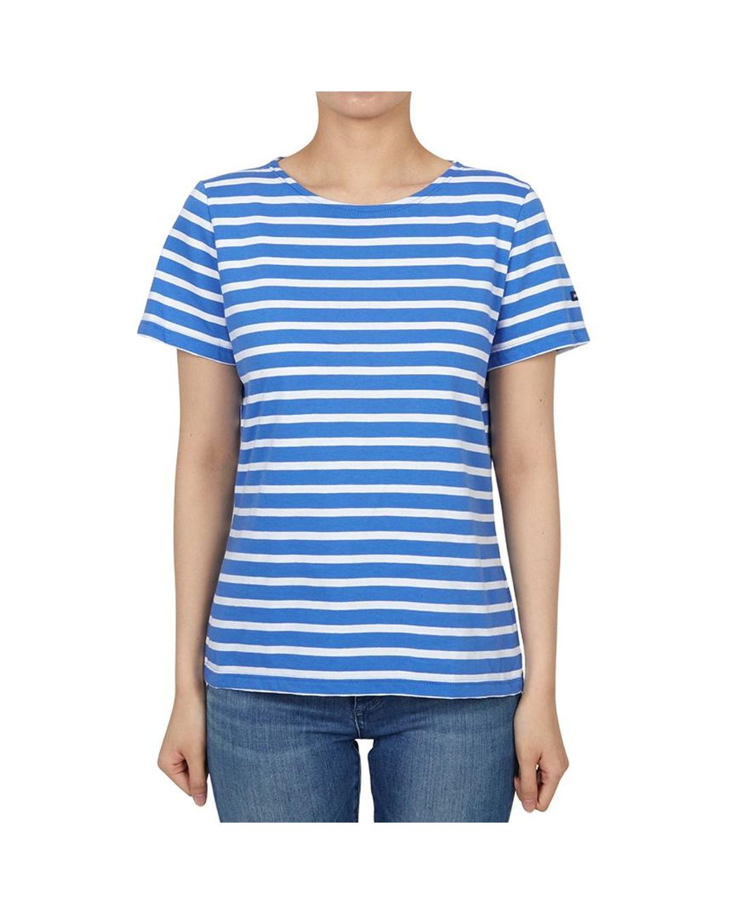 Saint James Blue Striped Graphic T-Shirt