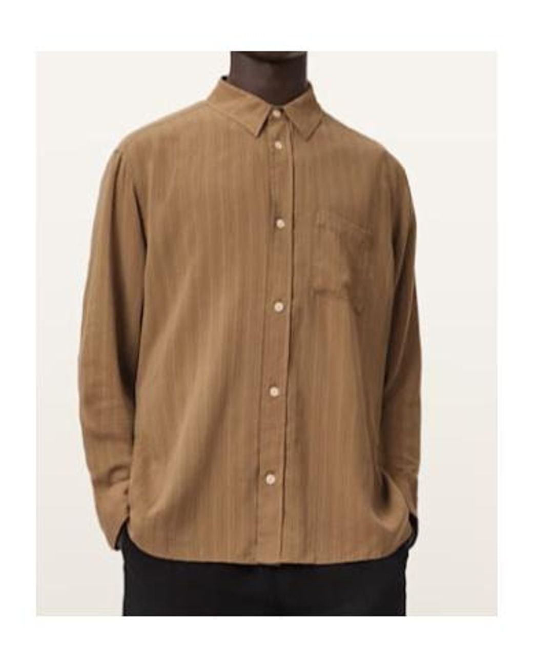 AllSaints Brown Carlyle Long Sleeve Oversized Shirt for men