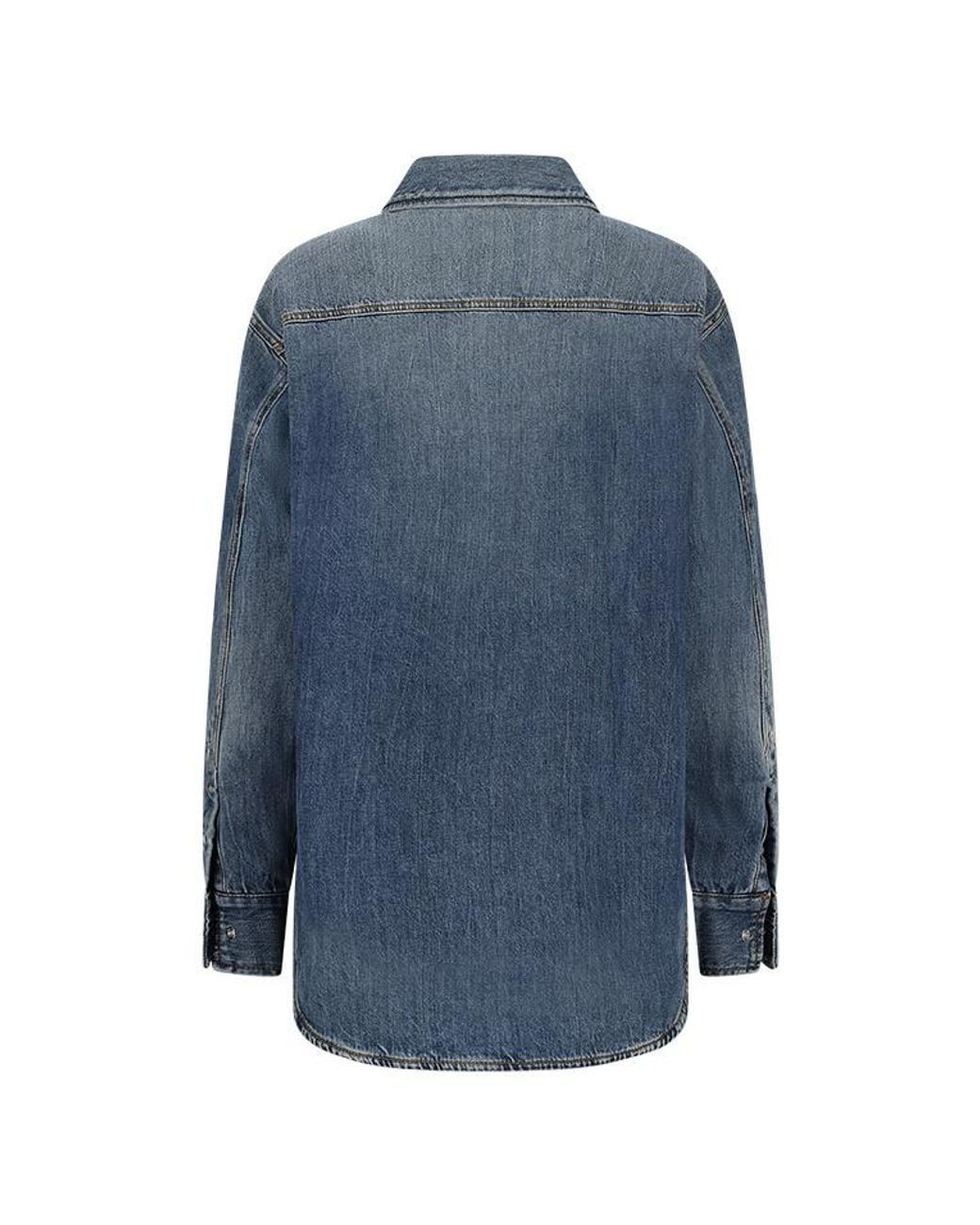Gucci Blue Logo Plaque Collared Long-Sleeve Shirt