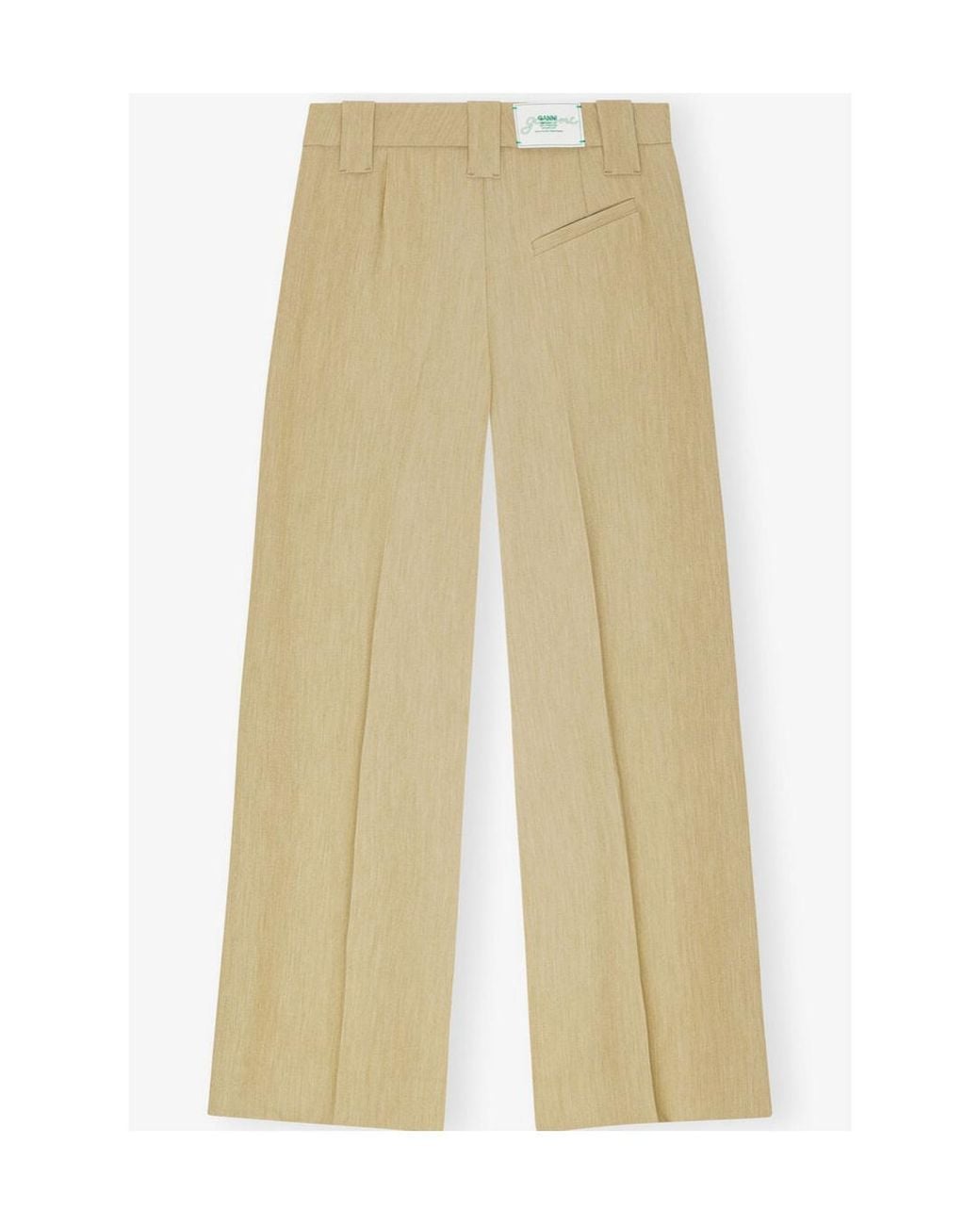 Ganni Natural Twill Suiting Mid Waist Trousers