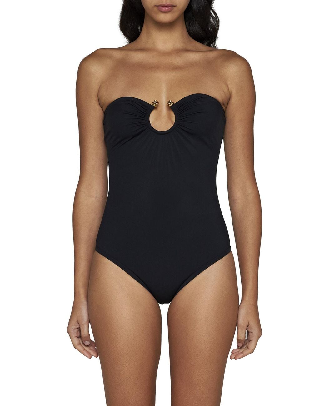 Bottega Veneta Black Knot Ring One-Piece Swimsuit