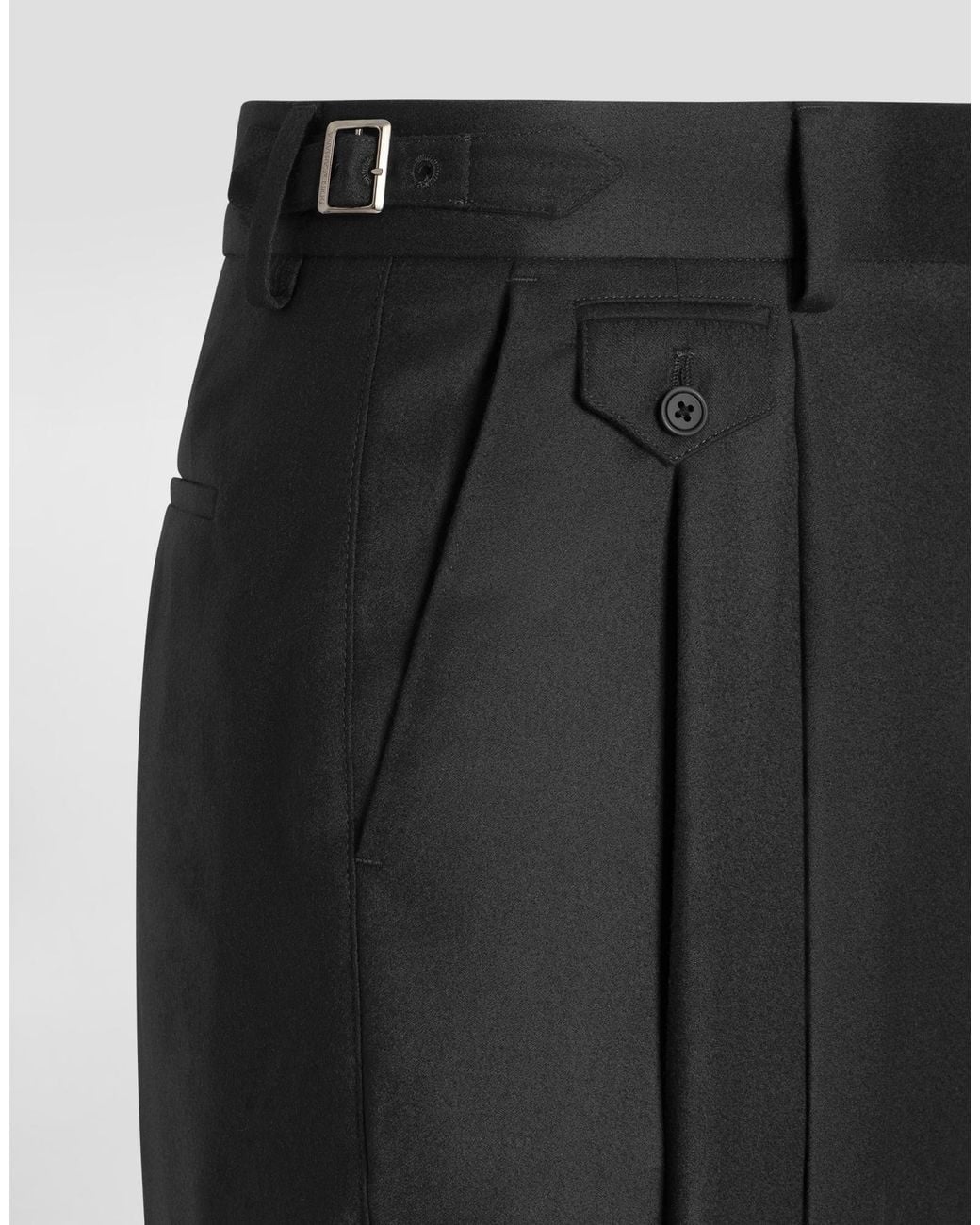 Dolce & Gabbana Black Pleated Tapered Pants for men