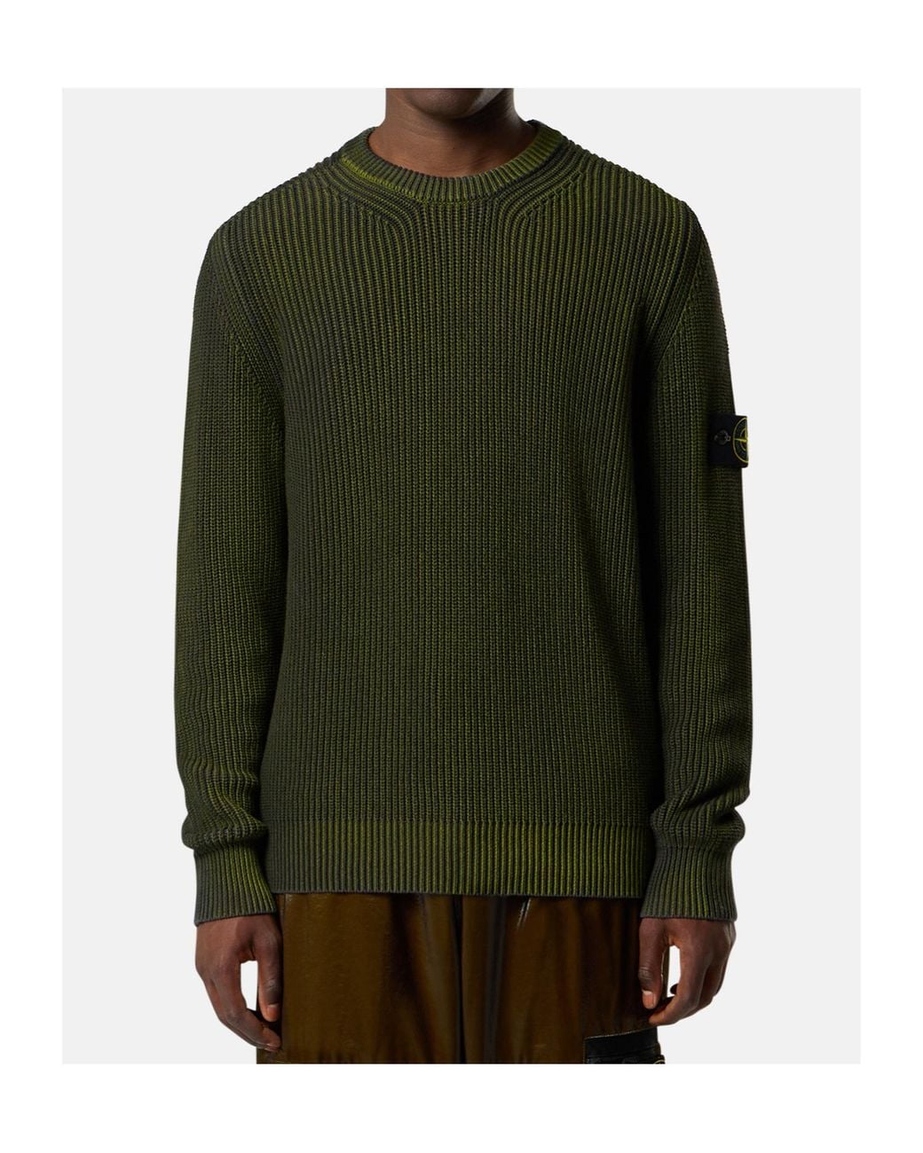 Stone Island Green Logo Patch Knitted Jumper for men