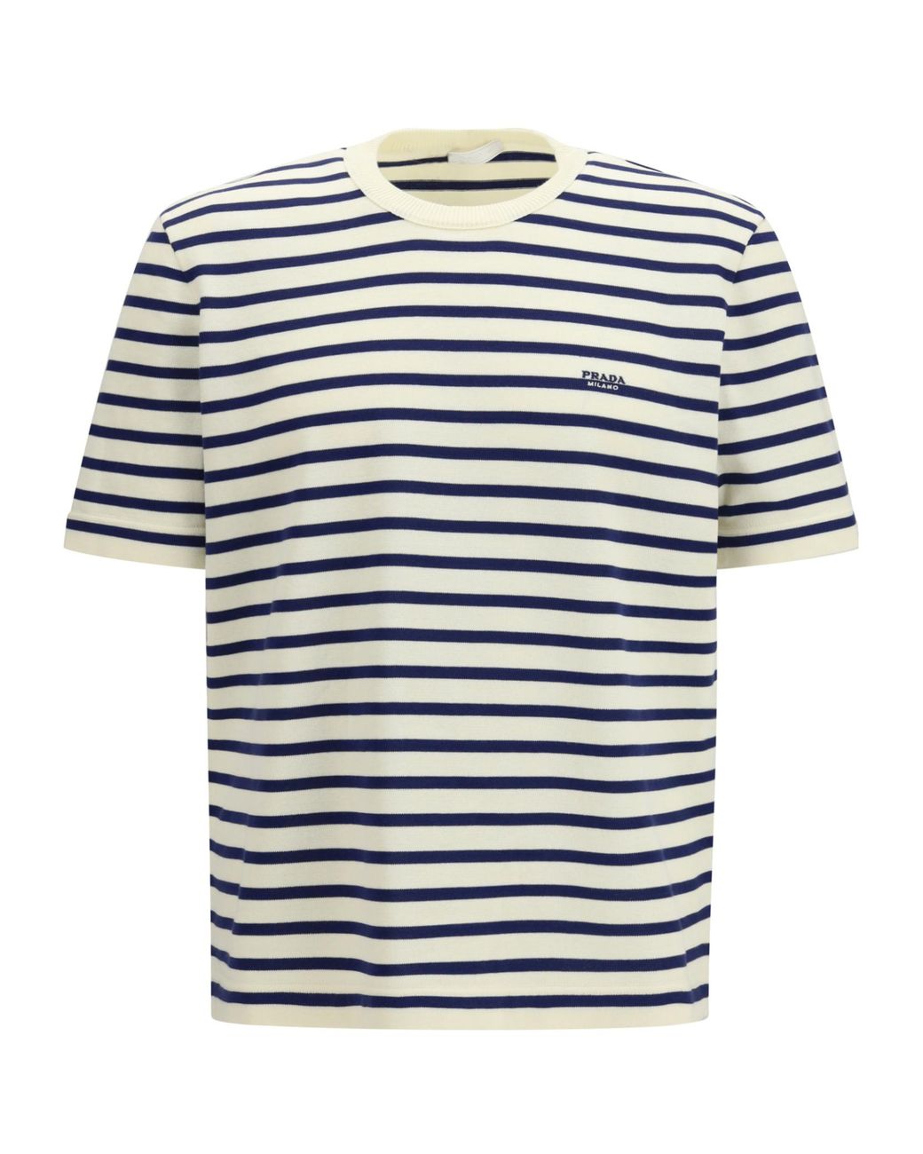 Prada Blue Short-Sleeved Crewneck Jumper for men