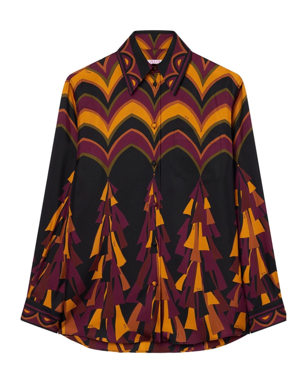 Emilio Pucci Brown Pucci Baiadera Print Silk Shirt