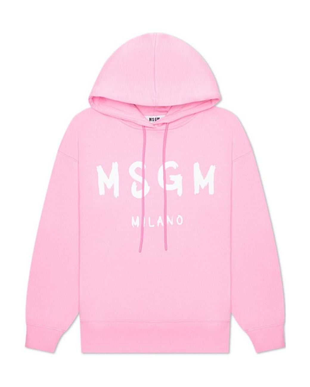MSGM Pink Logo Printed Drawstring Hoodie