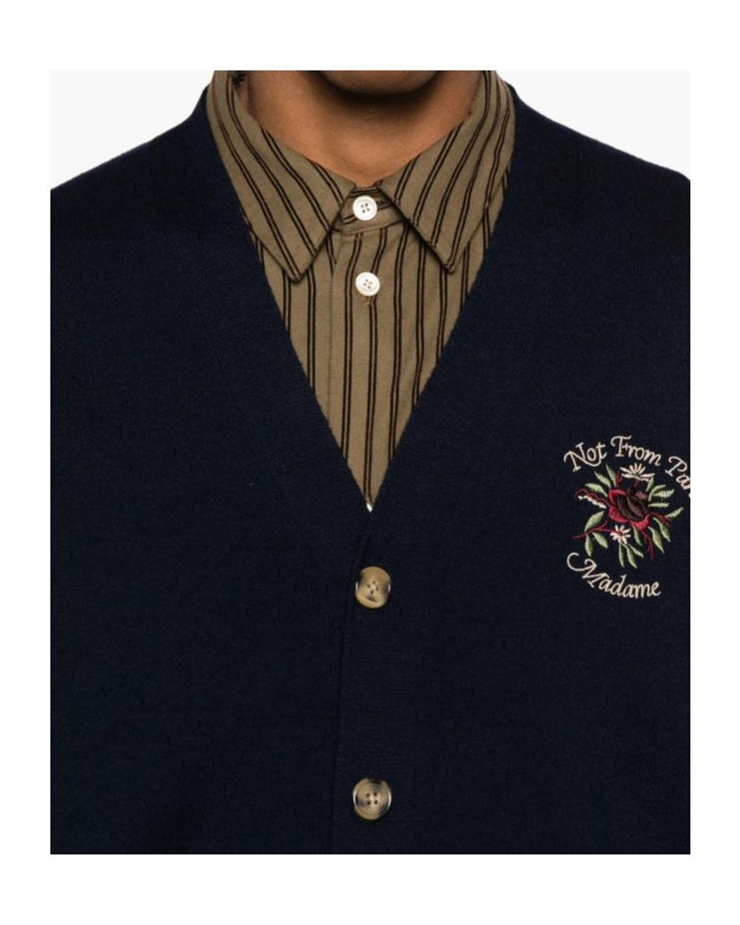 Drole de Monsieur Black Long Sleeve Knitted Cardigan for men