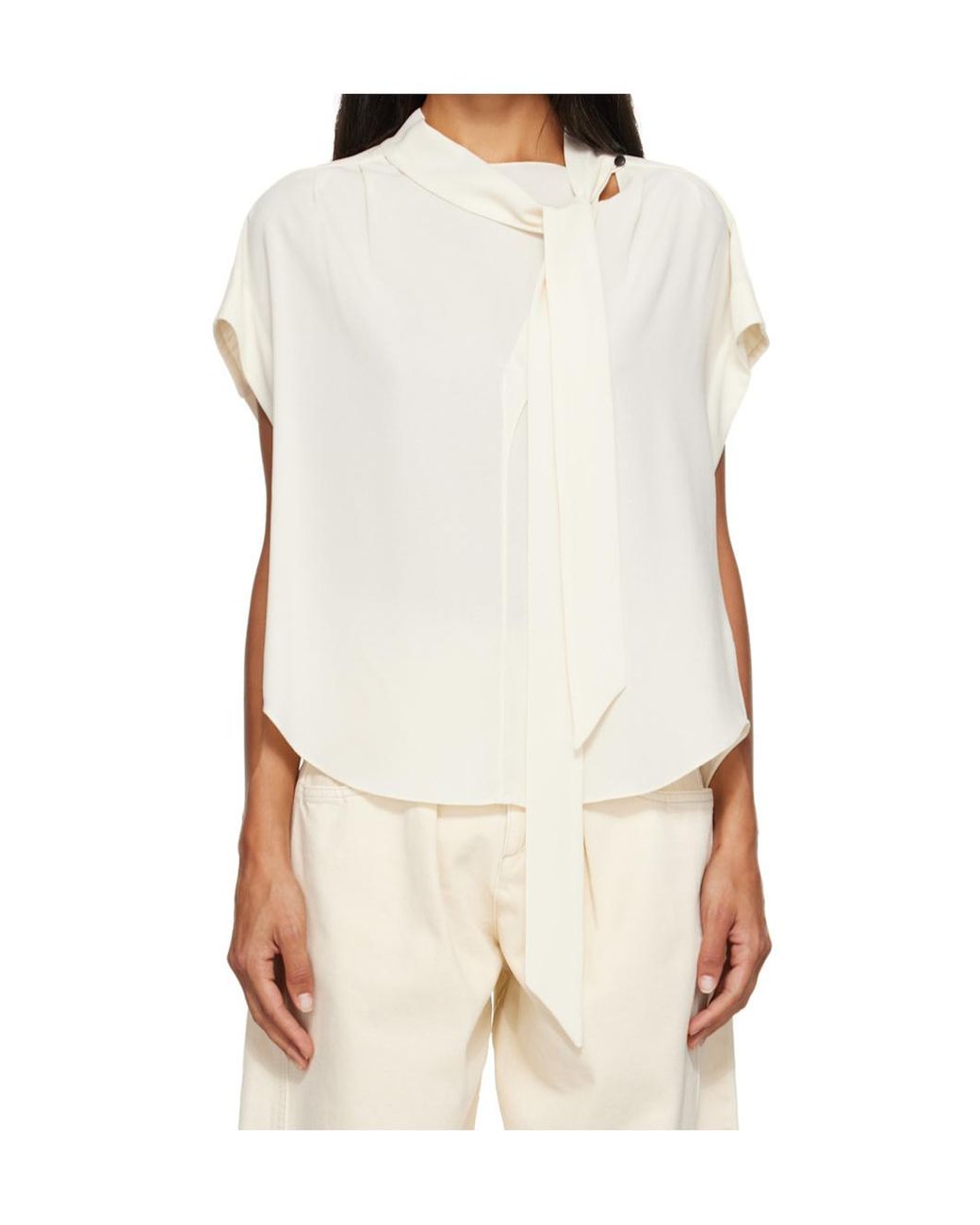 Isabel Marant White Selene Tie-Front Blouse