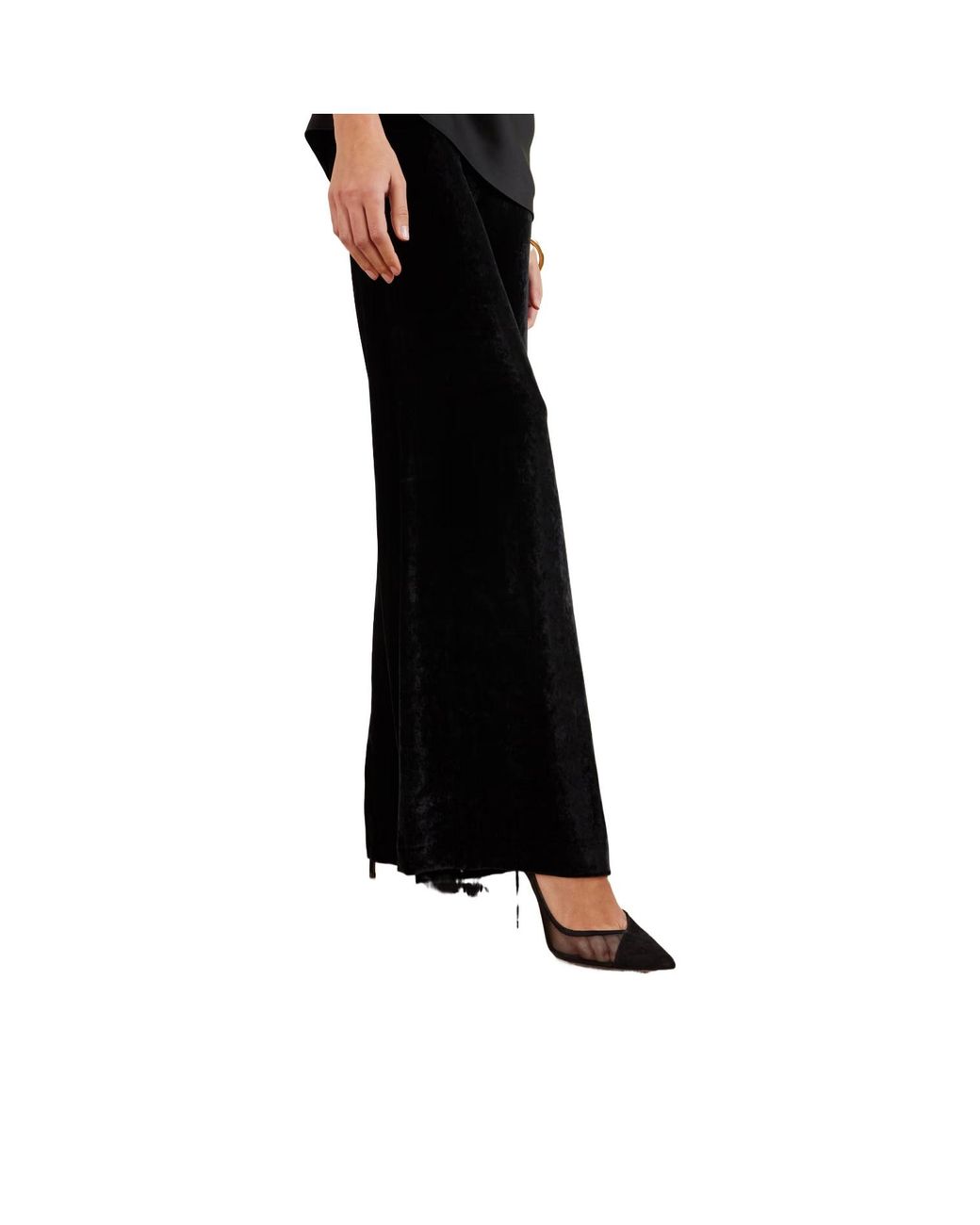 Aquazzura Black Mesh-Paneled Suede Pumps