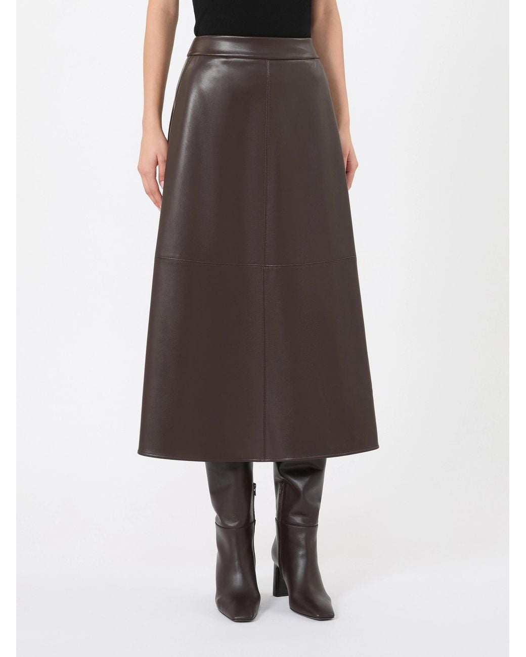 Max Mara Brown Coated Jersey Circle Skirt