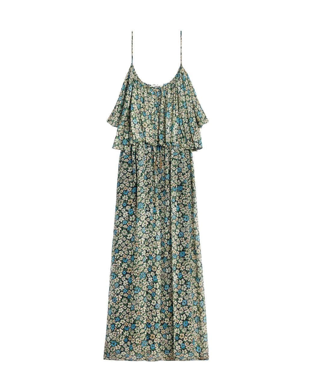 Céline Green Gathered Midi Dress