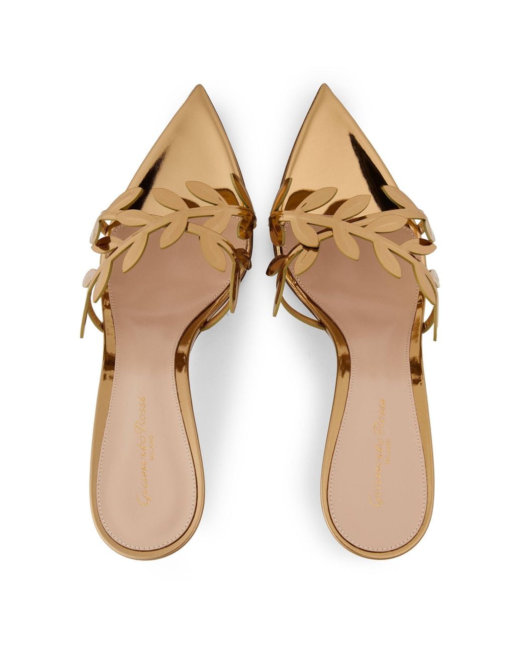 Gianvito Rossi Natural Solid Color Heeled Mules