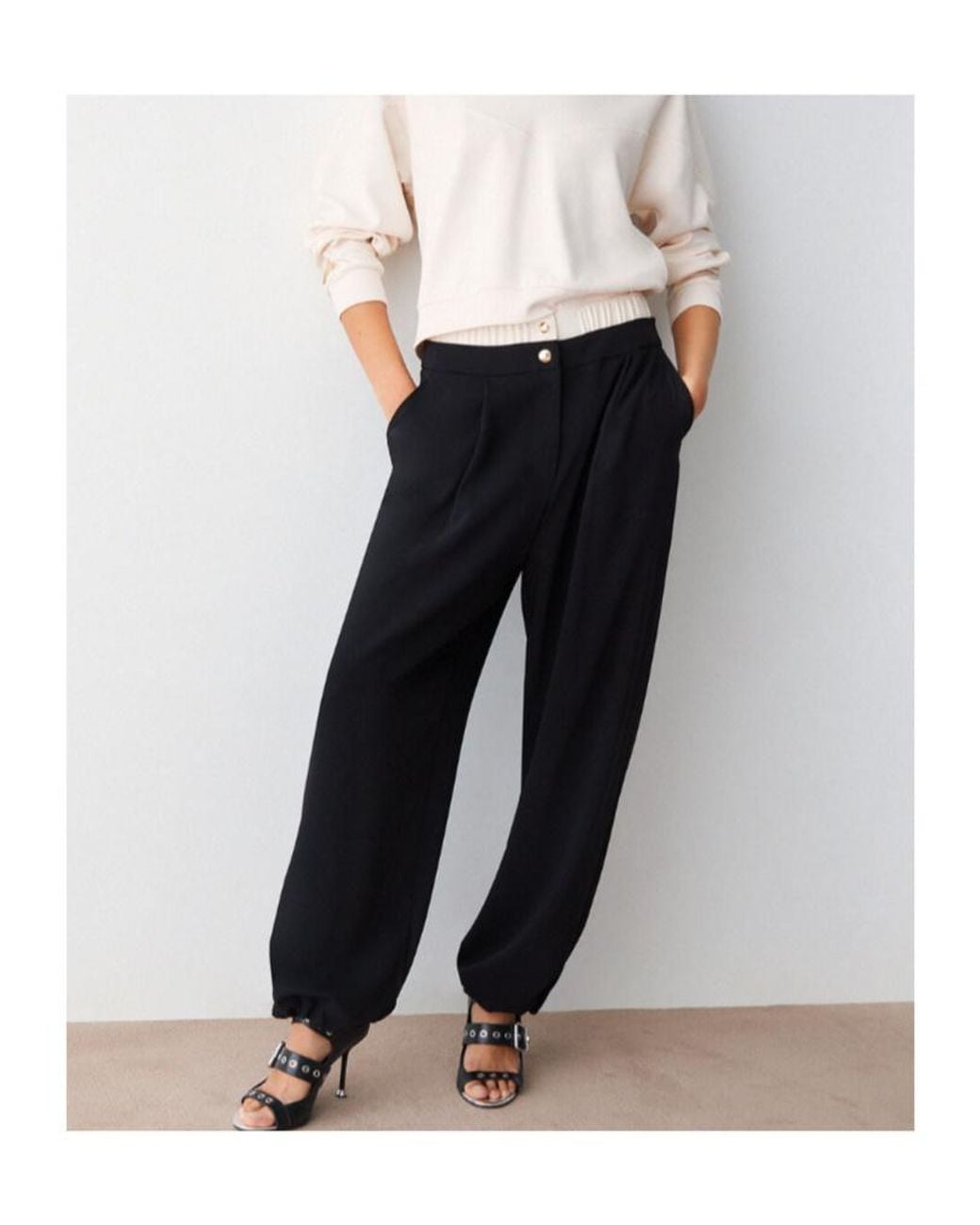 Liu Jo Black Double-Waistband Trousers