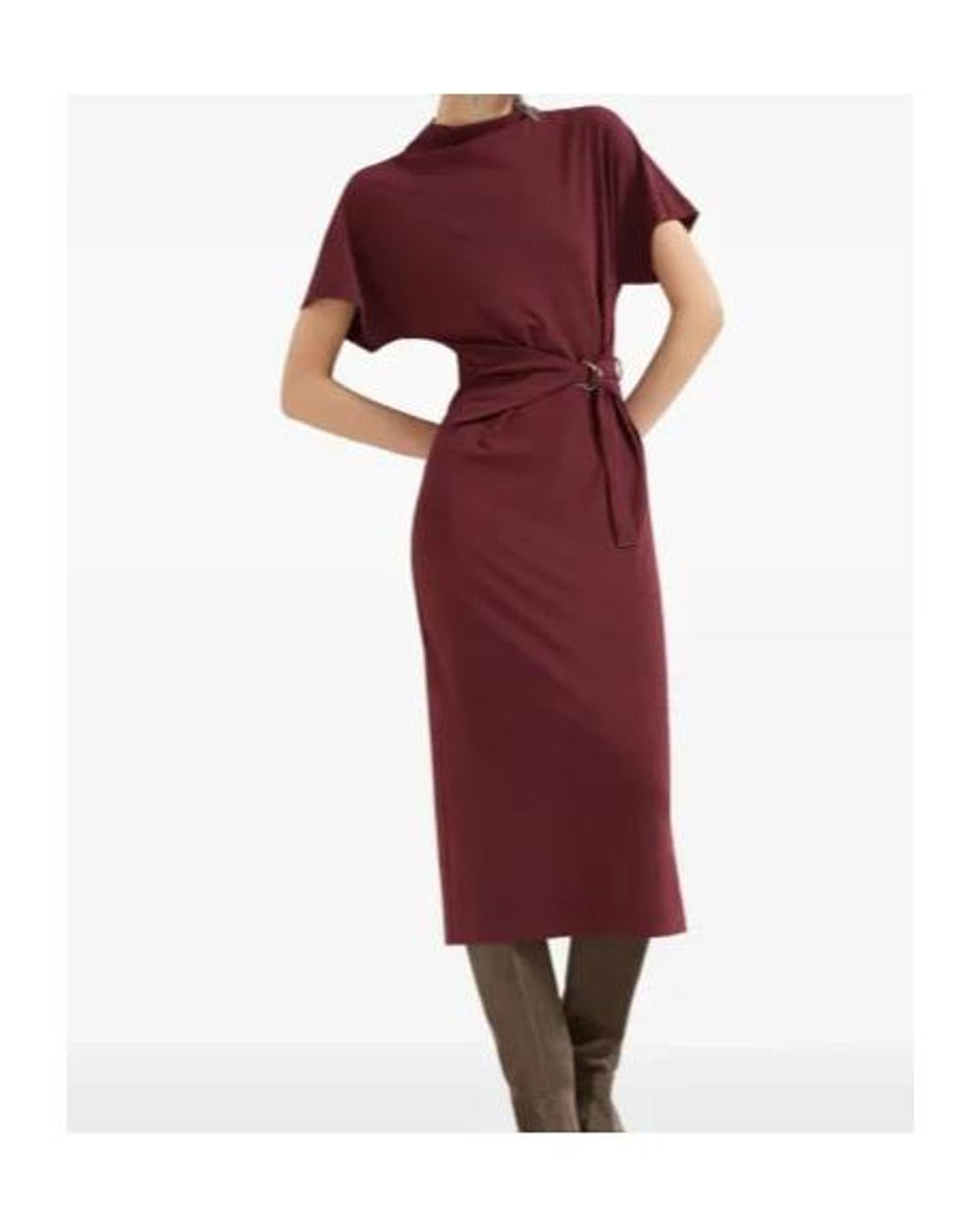 Brunello Cucinelli Red Belted Midi Dress
