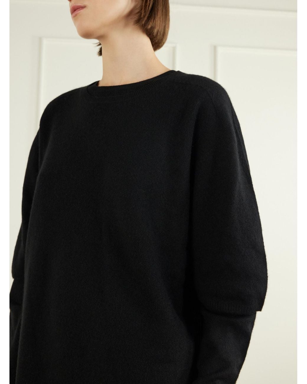 Nour Hammour Black Layered Cashmere Sweater