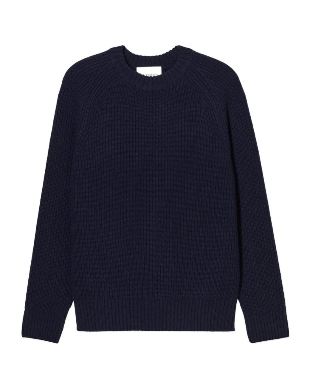 Closed Blue Ribbed Knit Jumper for men