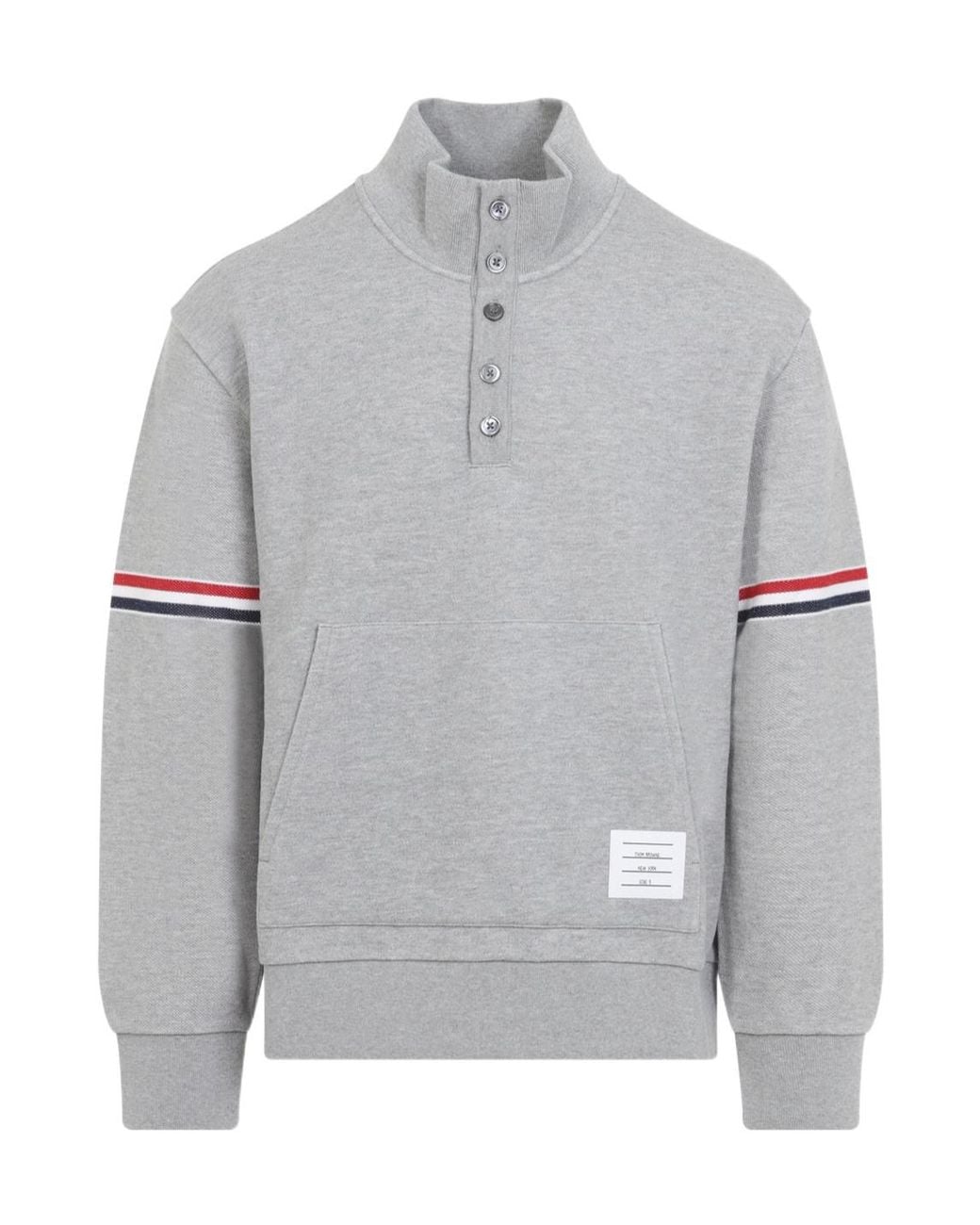 Thom Browne Gray Buttoned High-Neck Sweatshirt for men