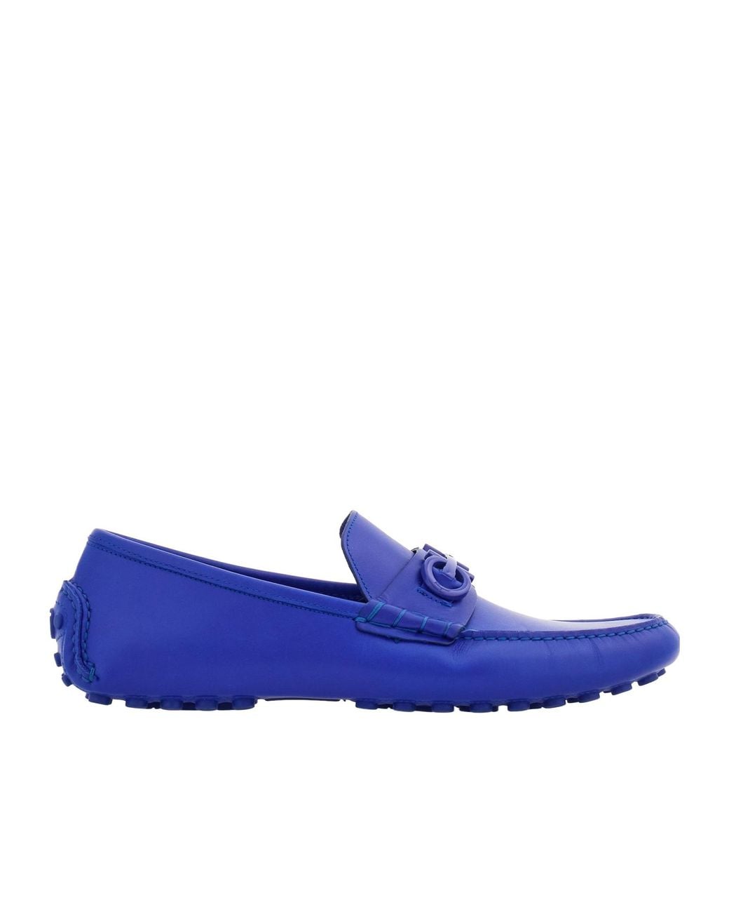 Ferragamo Blue Round-Headed Love Shoes for men