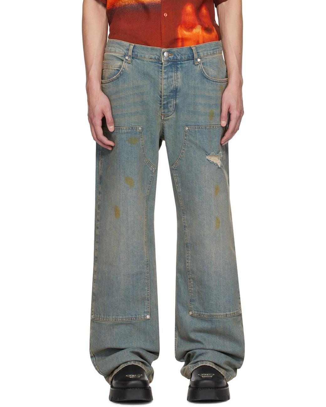 M I S B H V Blue Sunrise Wash Carpenter Denim Jeans for men