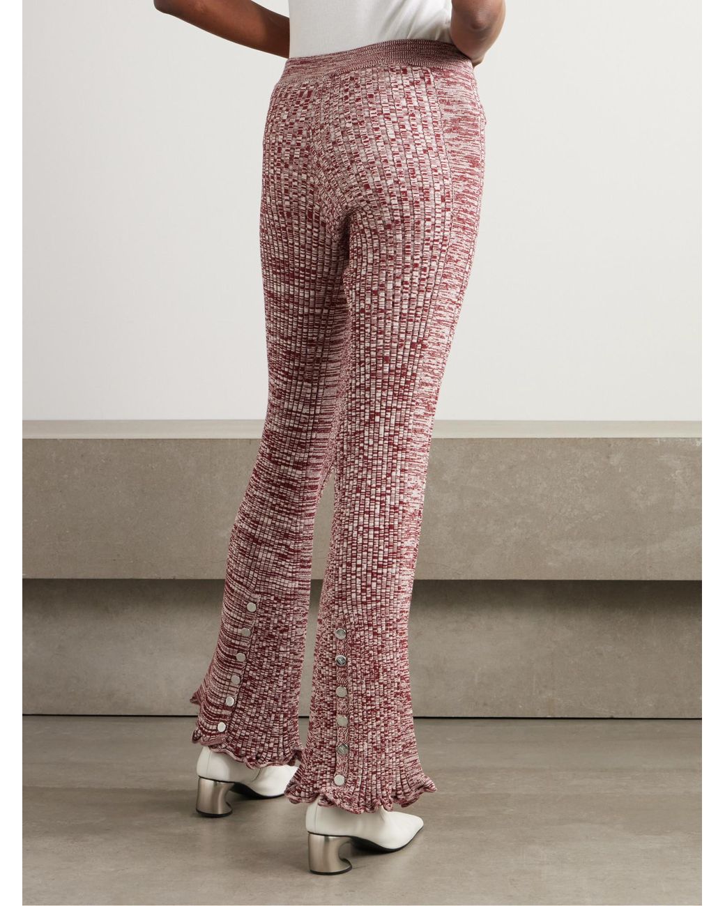 Rabanne Purple Ribbed Knit Flared Pants