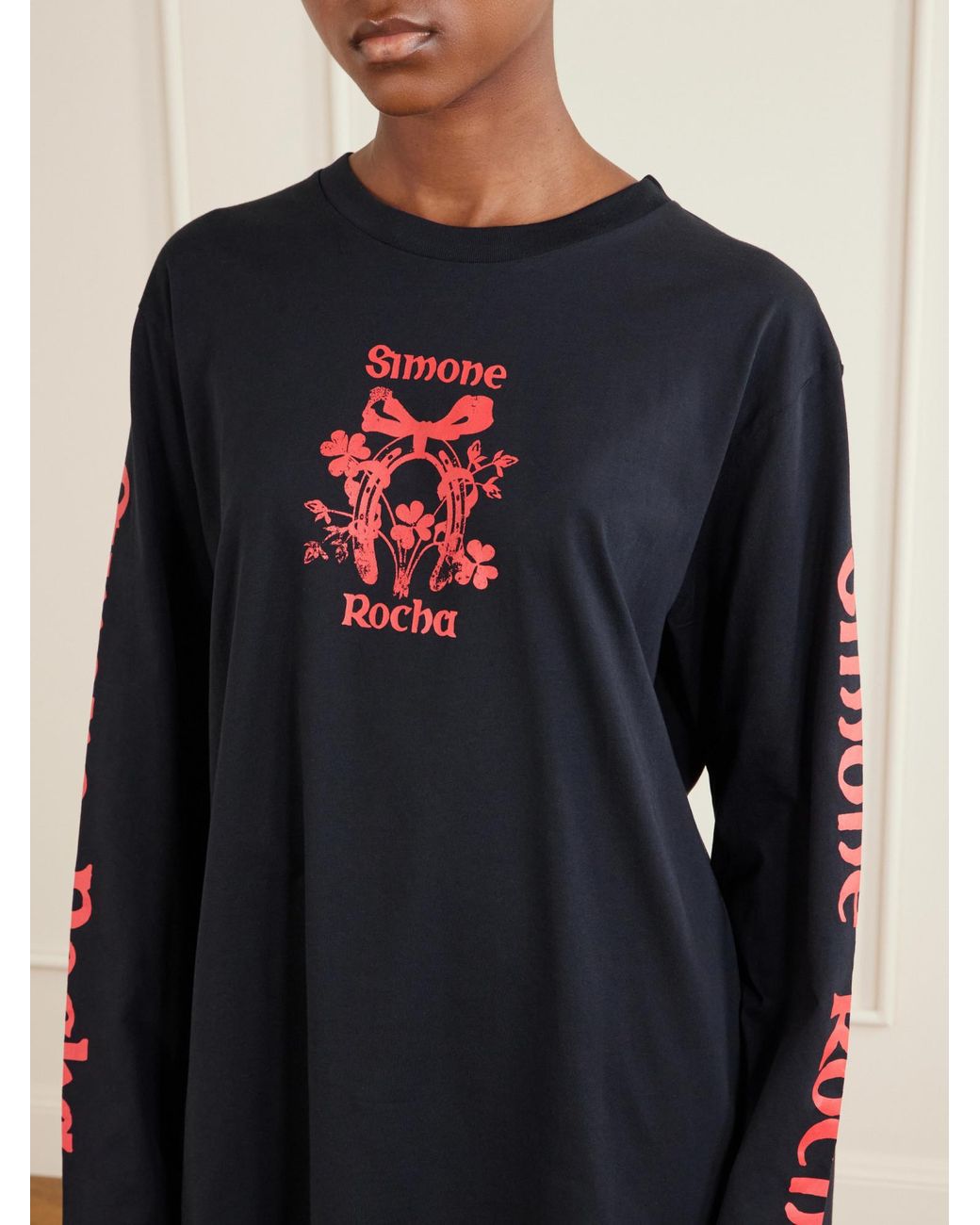 Simone Rocha Blue Logo-Printed Cotton-Jersey T-Shirt
