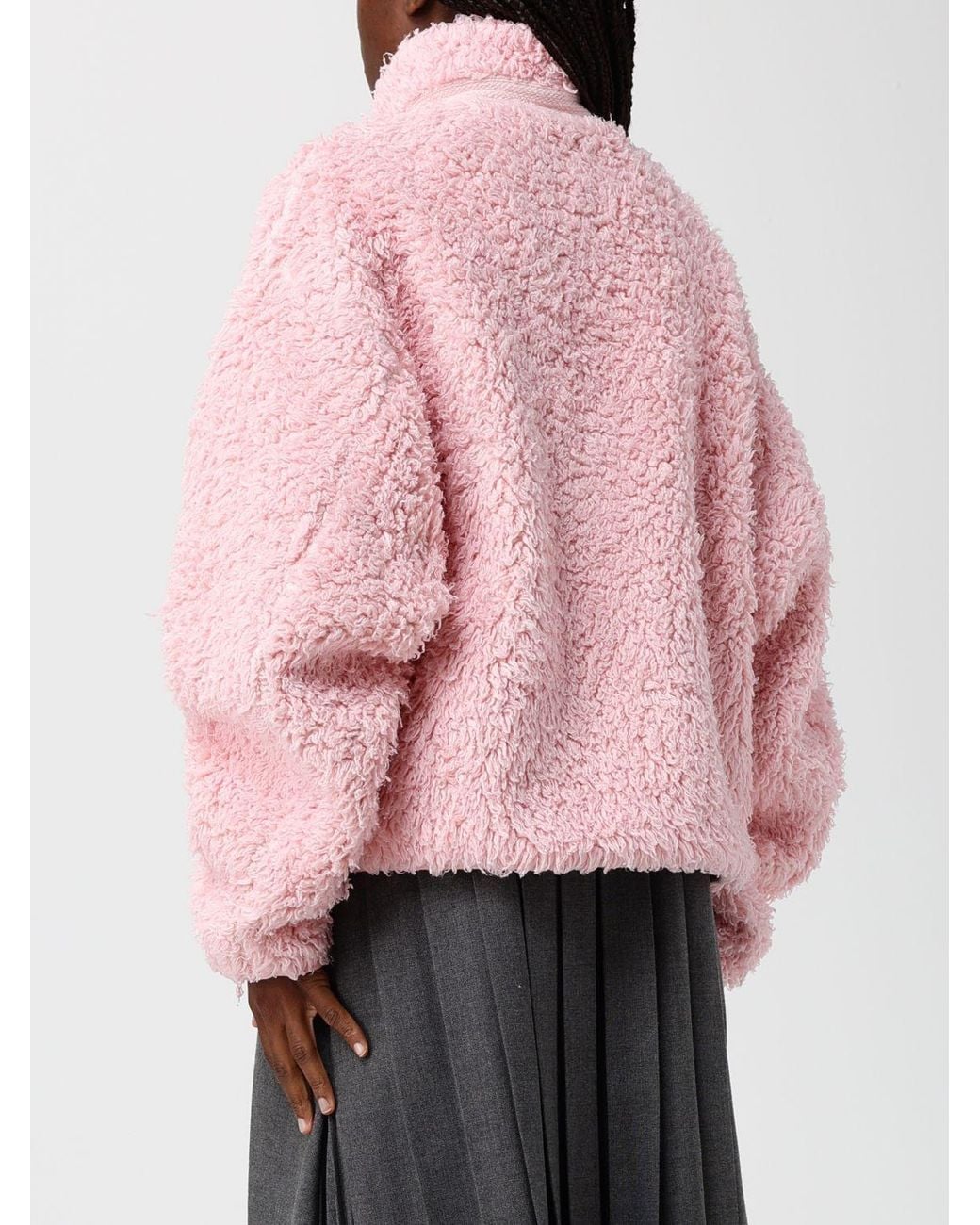 Jil Sander Pink Stand-Up Collar Fleece Jacket