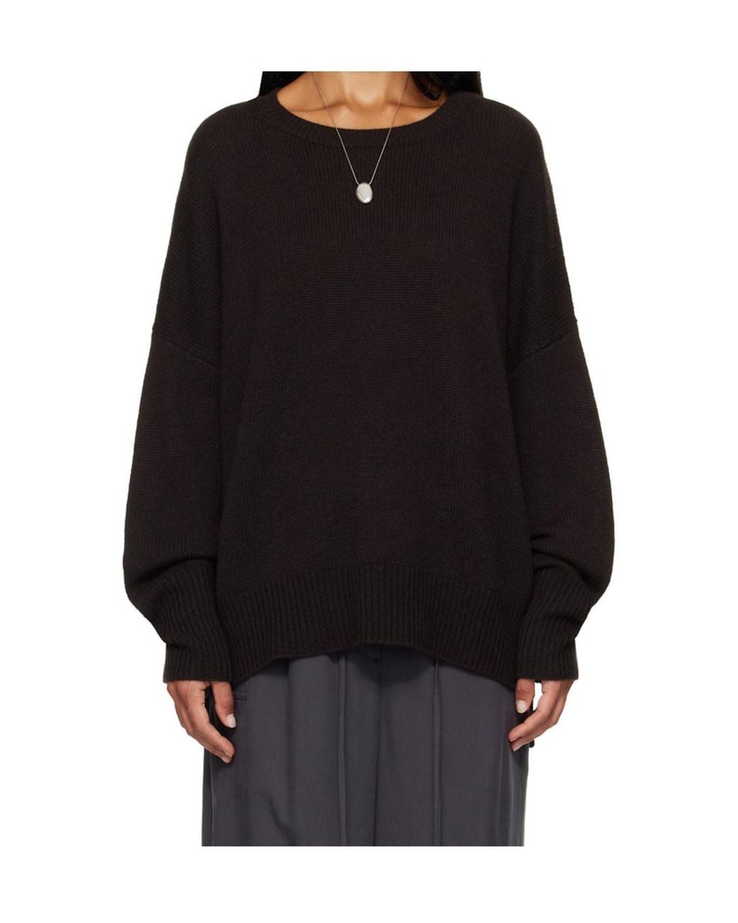 Lisa Yang Black Ribbed Crew Neck Sweater