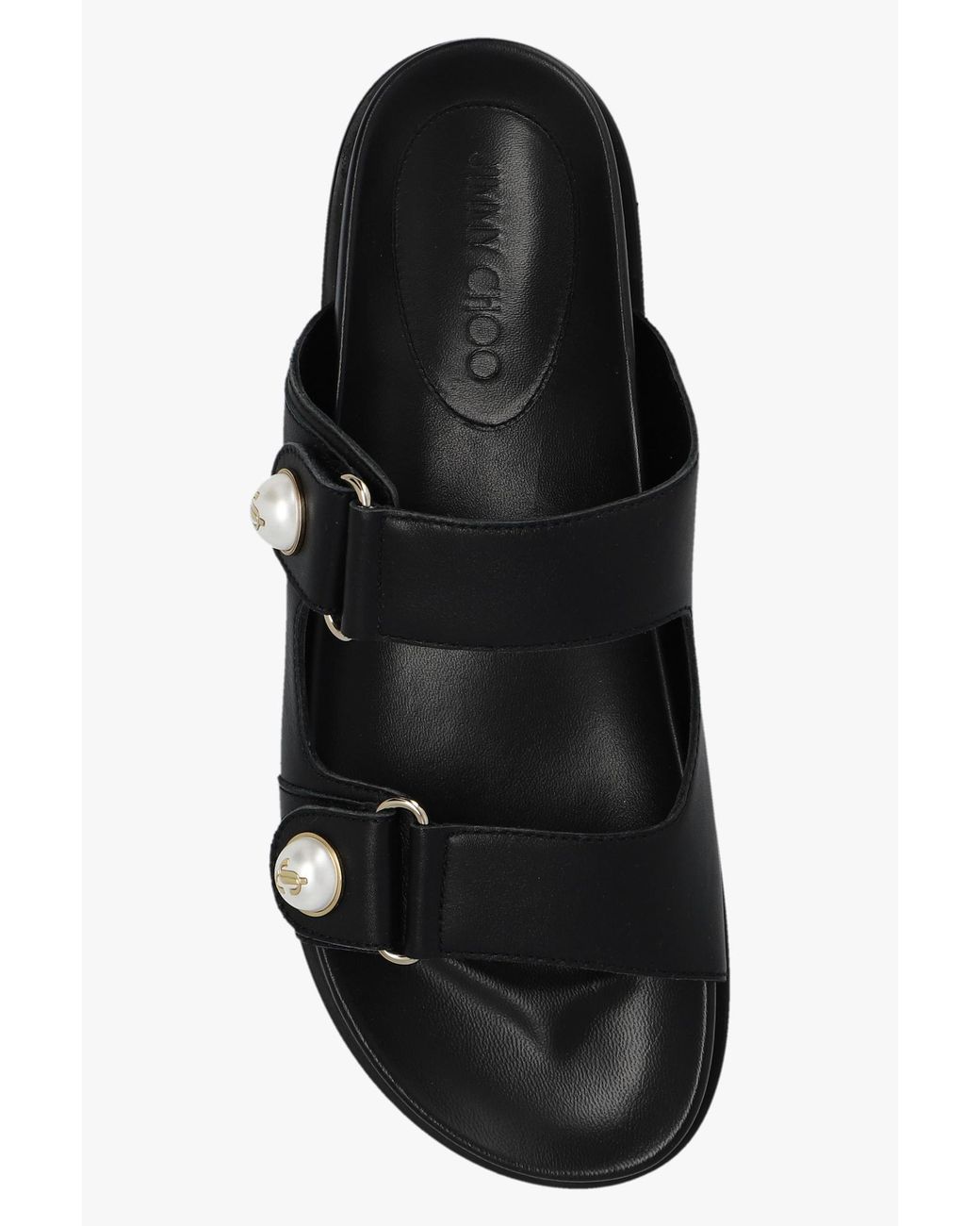 Jimmy Choo Black Fayence Pearl-Embellished Slip-On Sandals