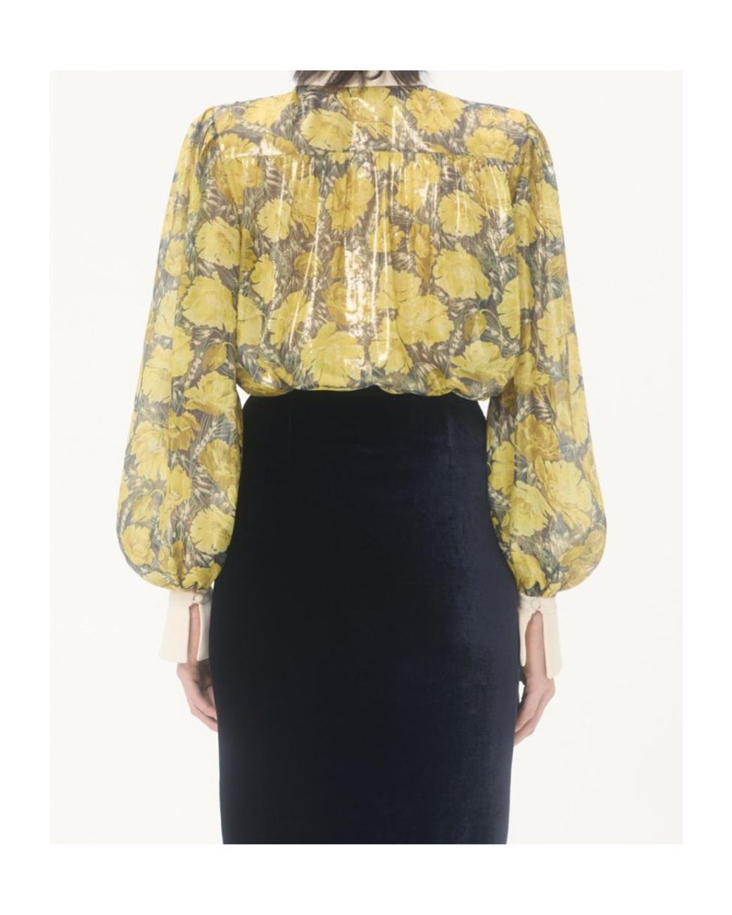 Valentino Yellow Floral Printed Long Sleeved Shirt