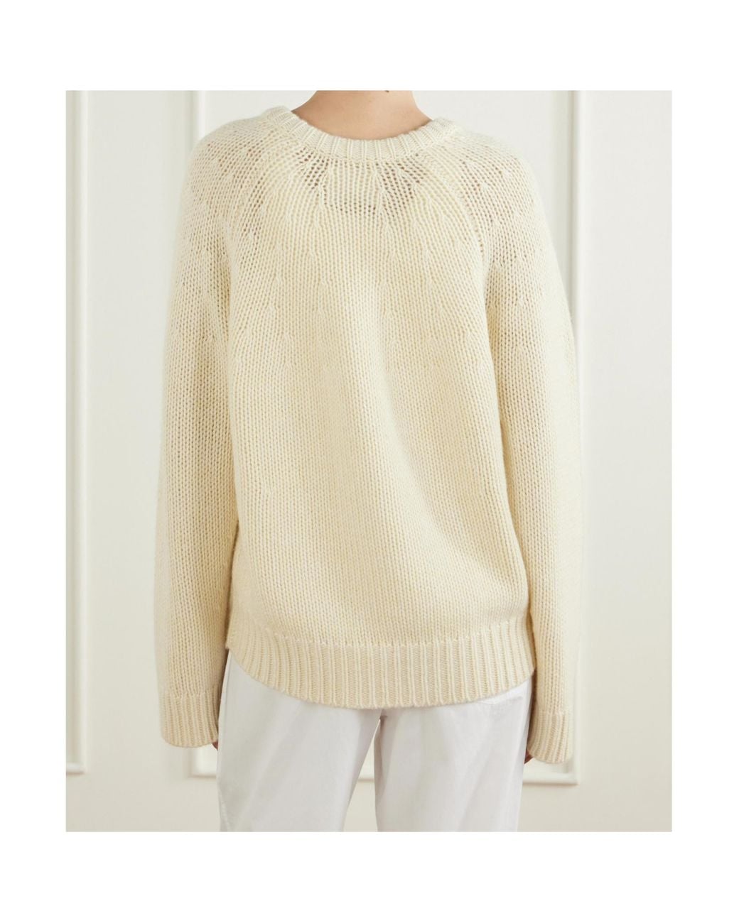 Lisa Yang Natural Ribbed V-Neck Sweater