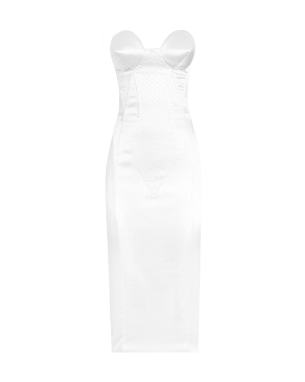 Dolce & Gabbana White Satin Conical-Cup Midi Dress