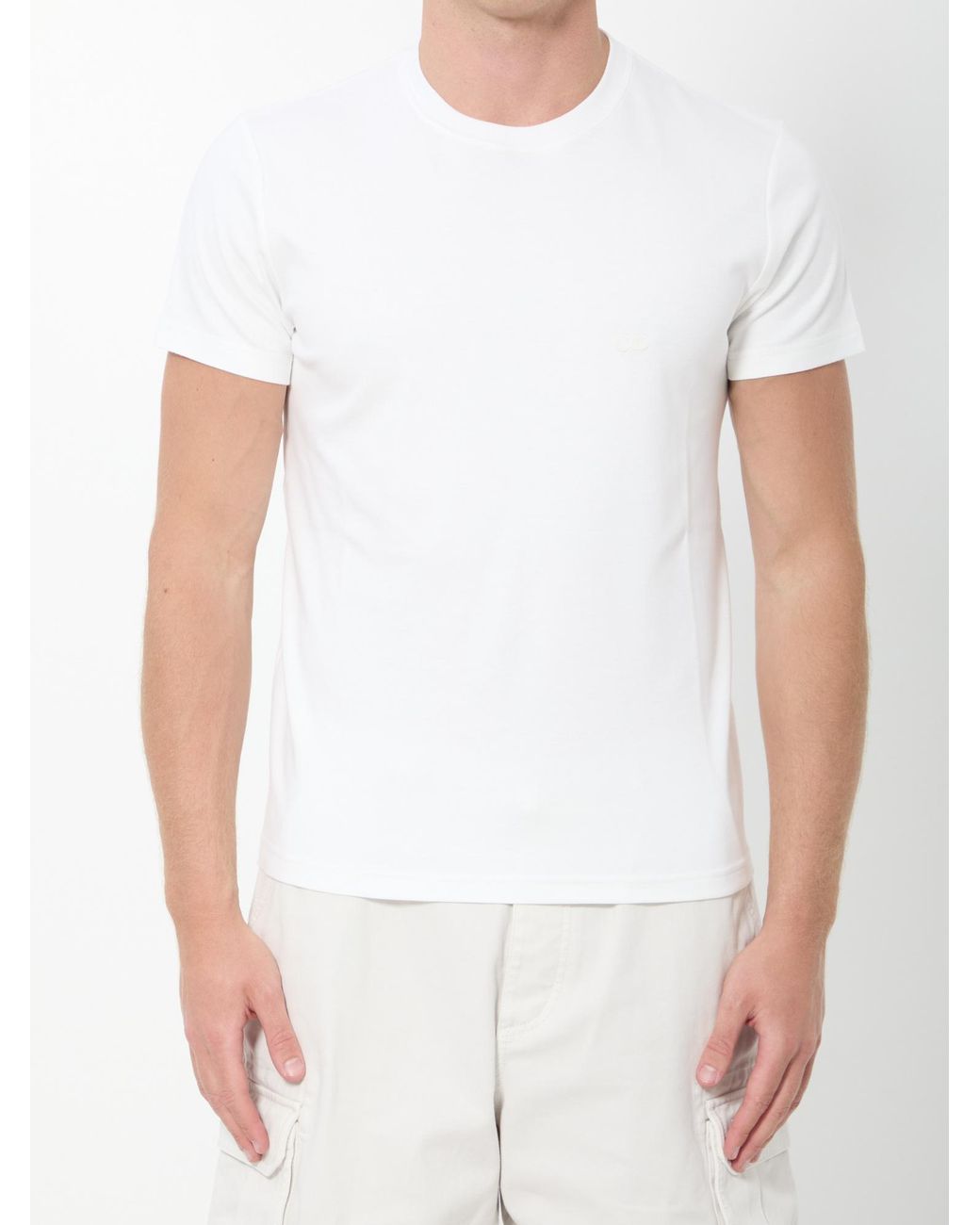 Dior White Homme Logo-Embroidered T-Shirt for men