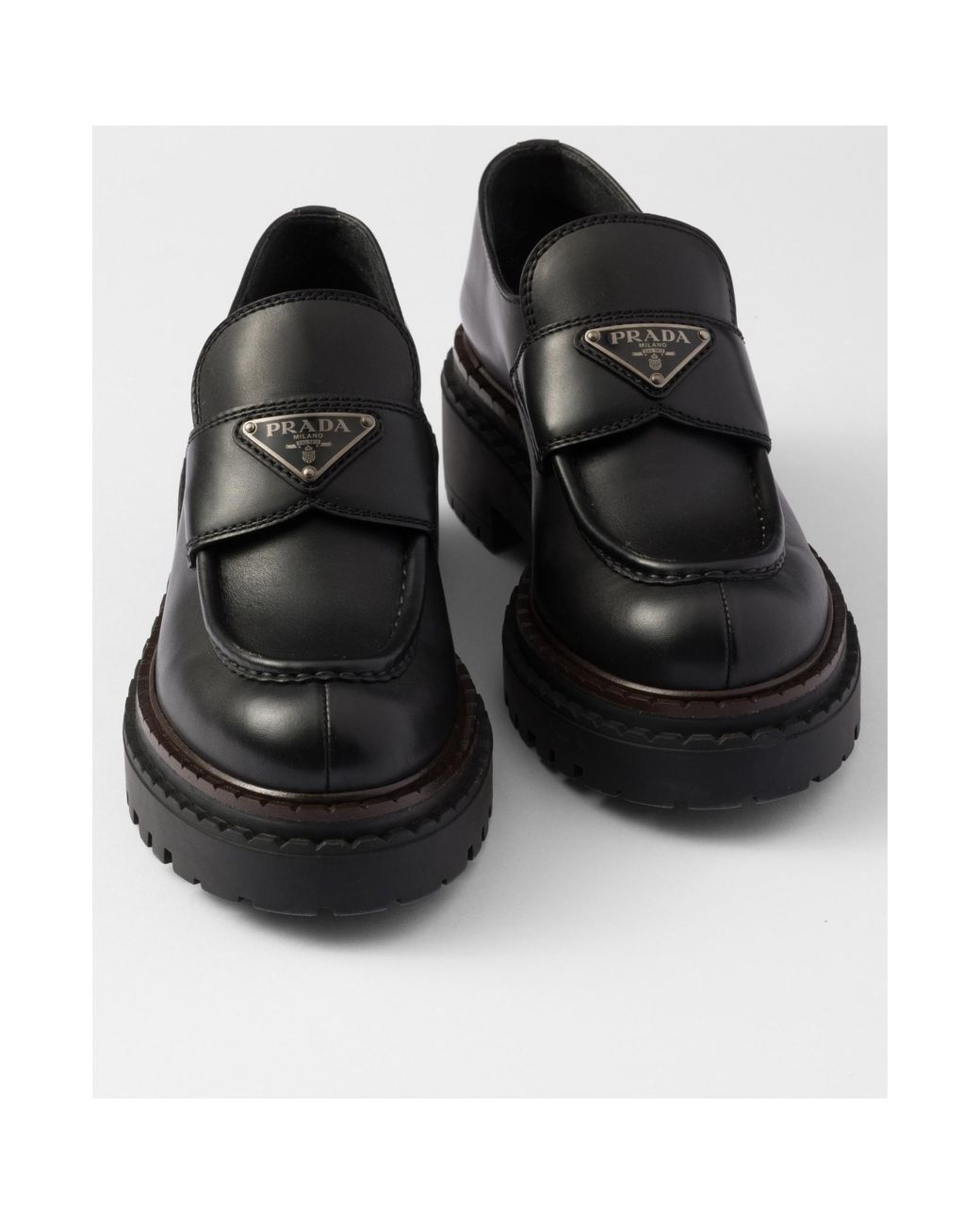 Prada Black Triangle-Logo Slip-On Loafers