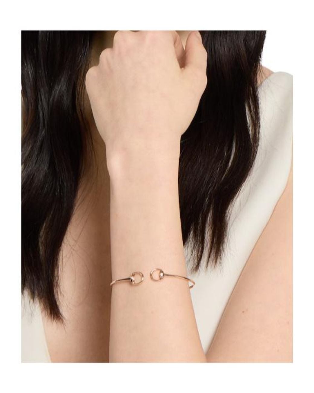 Gucci Metallic Horsebit 18K Diamond Bangle Bracelet