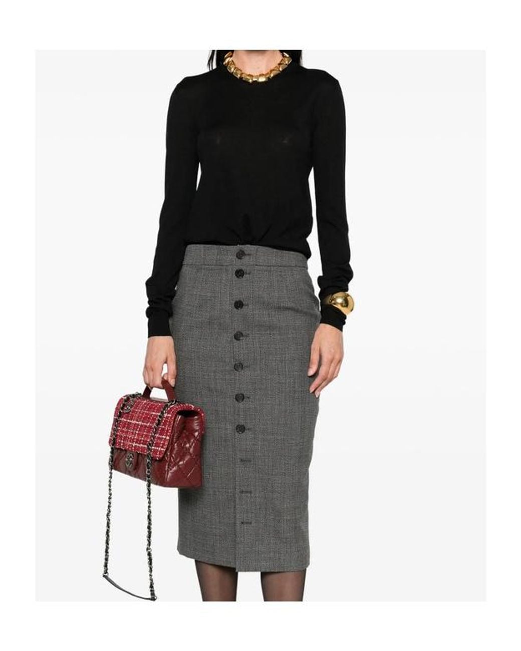 Saint Laurent Black Cassandre Crewneck Jumper