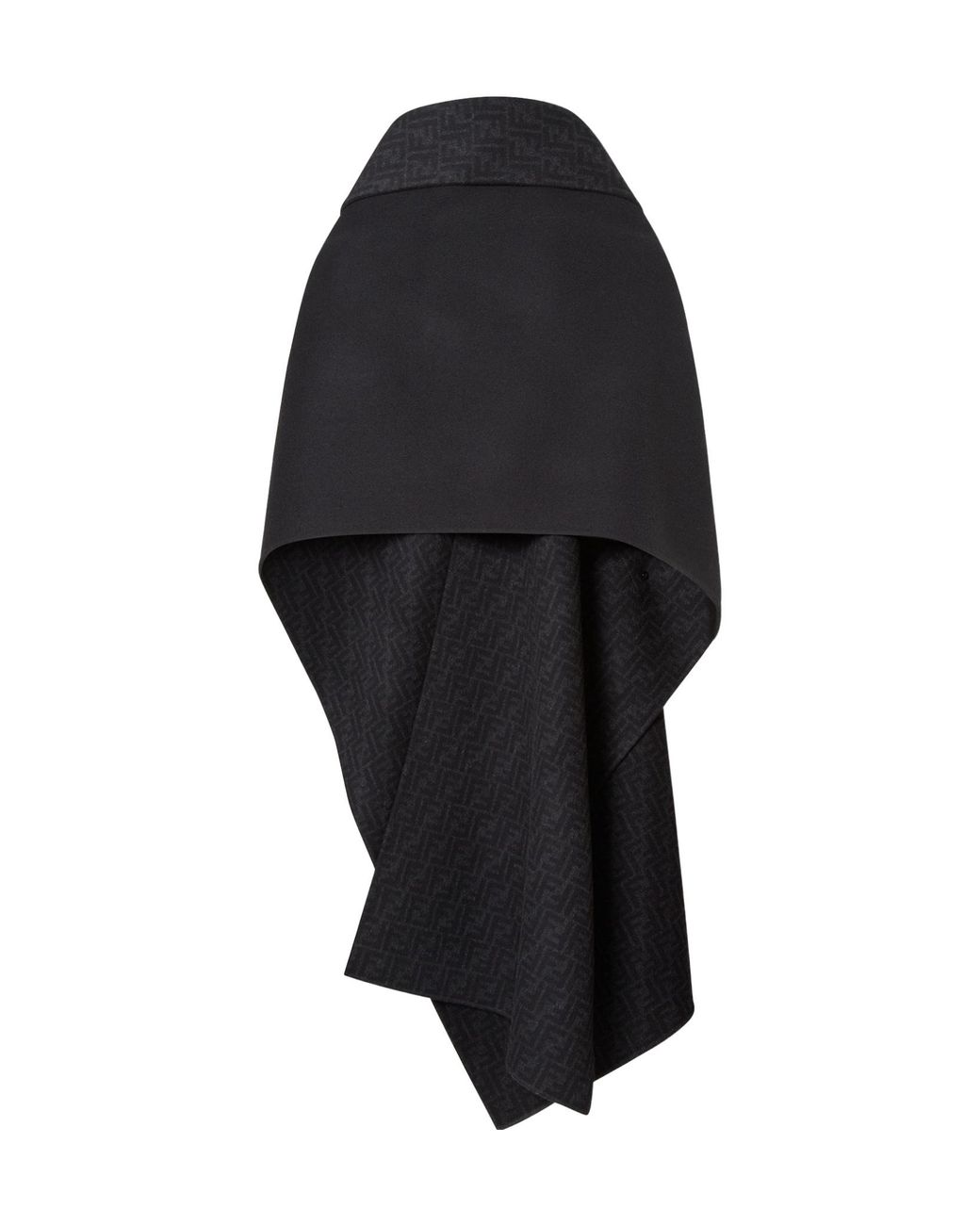 Fendi Black Enveloping Short Cloak
