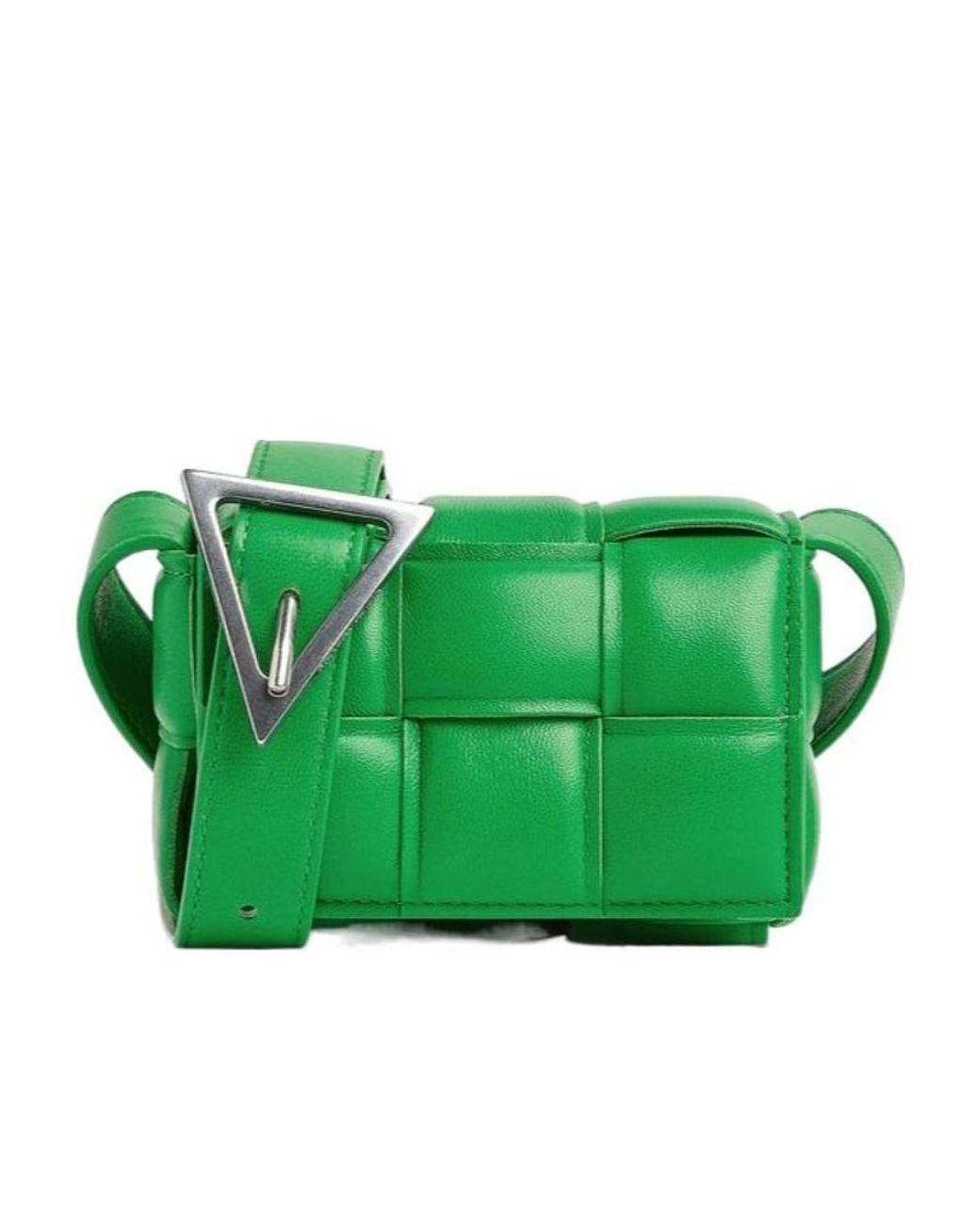 Bottega Veneta Green Woven Logo Detailed Padded Crossbody Bag for men