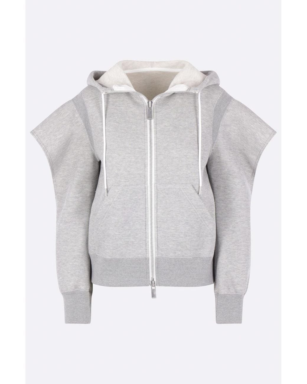 Sacai Gray Sponge Sweat Zip-Up Hoodie