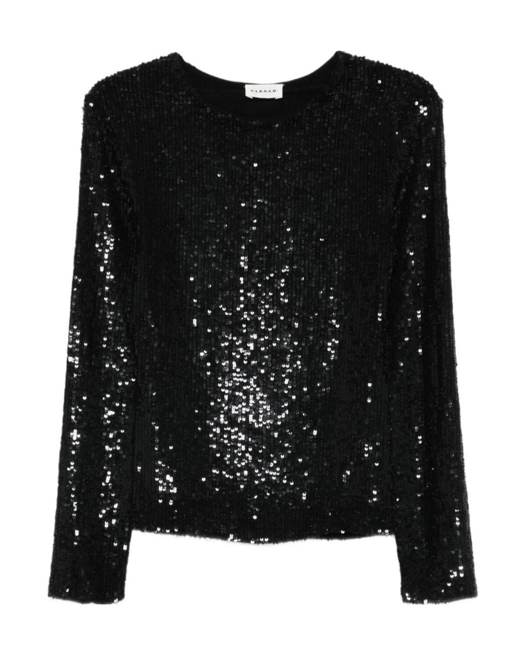 P.A.R.O.S.H. Black Sequin-Embellished Top