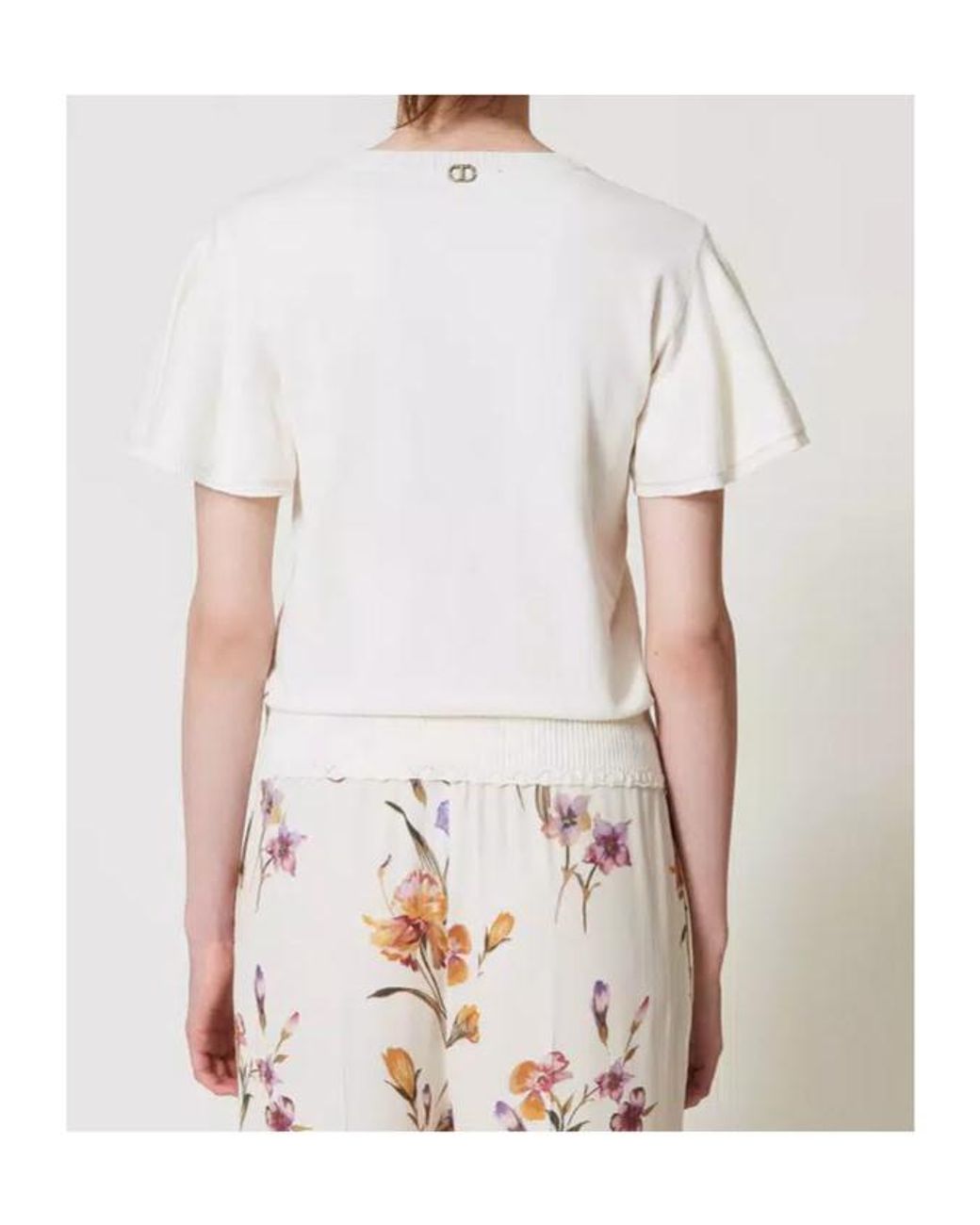 Twinset White Scalloped-Hem Knitted T-Shirt