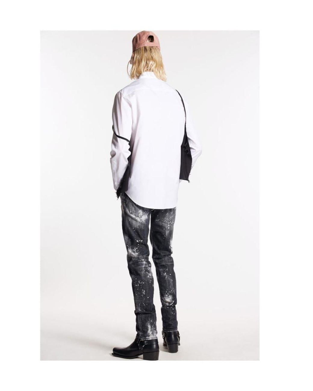 DSquared² Blue Belt-Loop Bleached-Effect Jeans for men