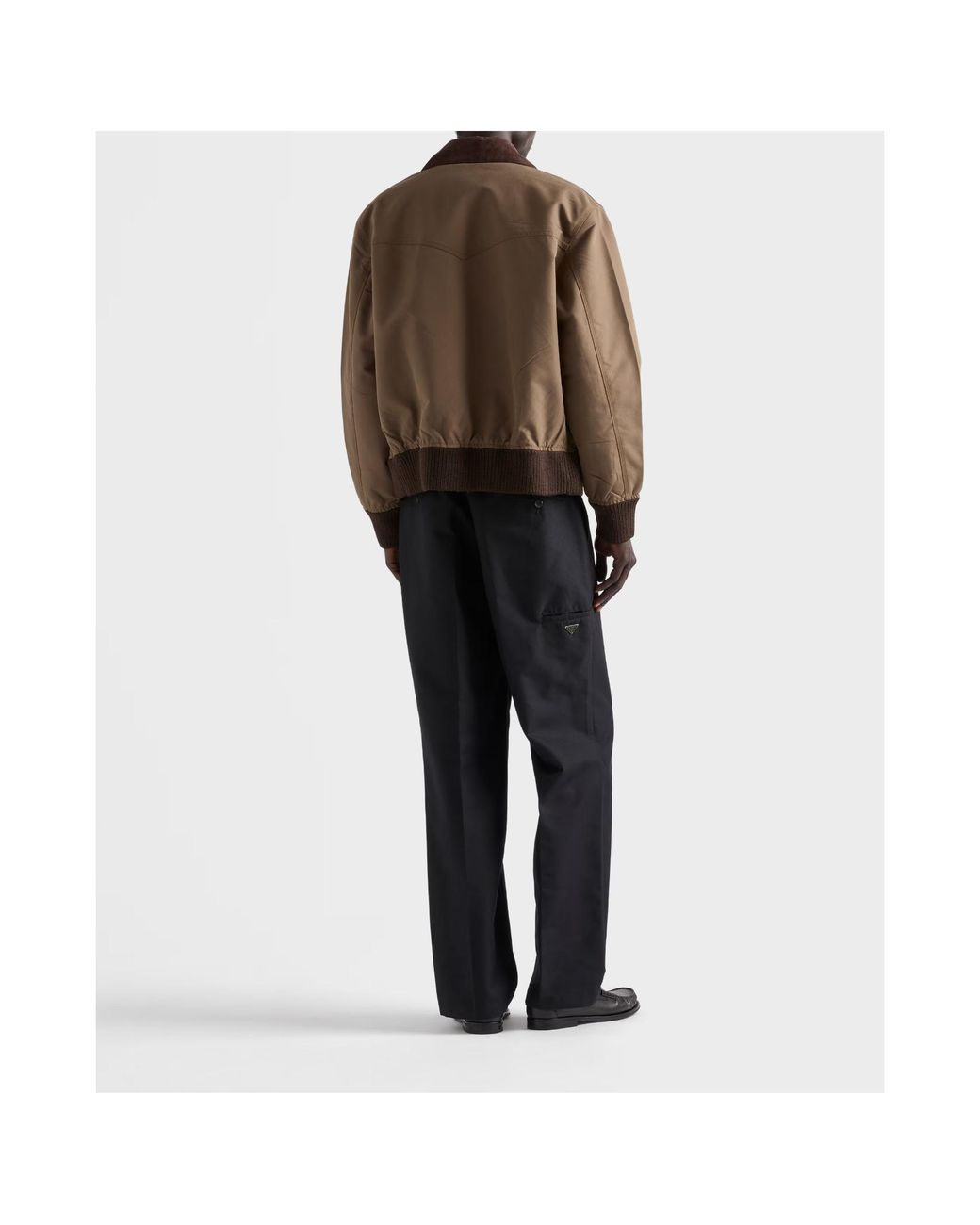 Prada Brown Ribbed Hem Blouson Jacket for men