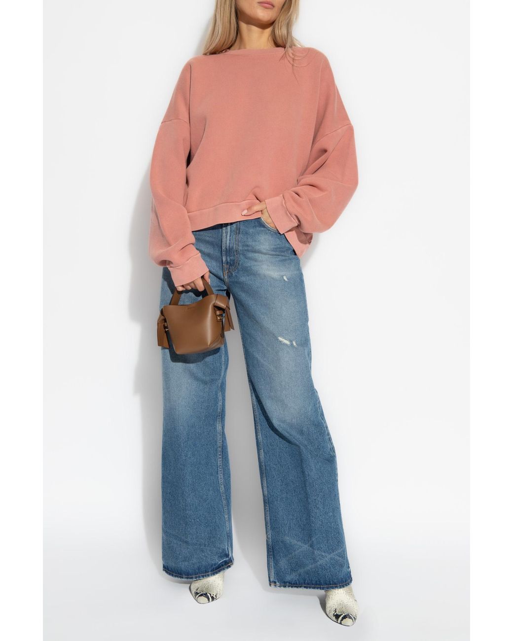 Acne Pink Crew Neck Long-Sleeve Sweatshirt