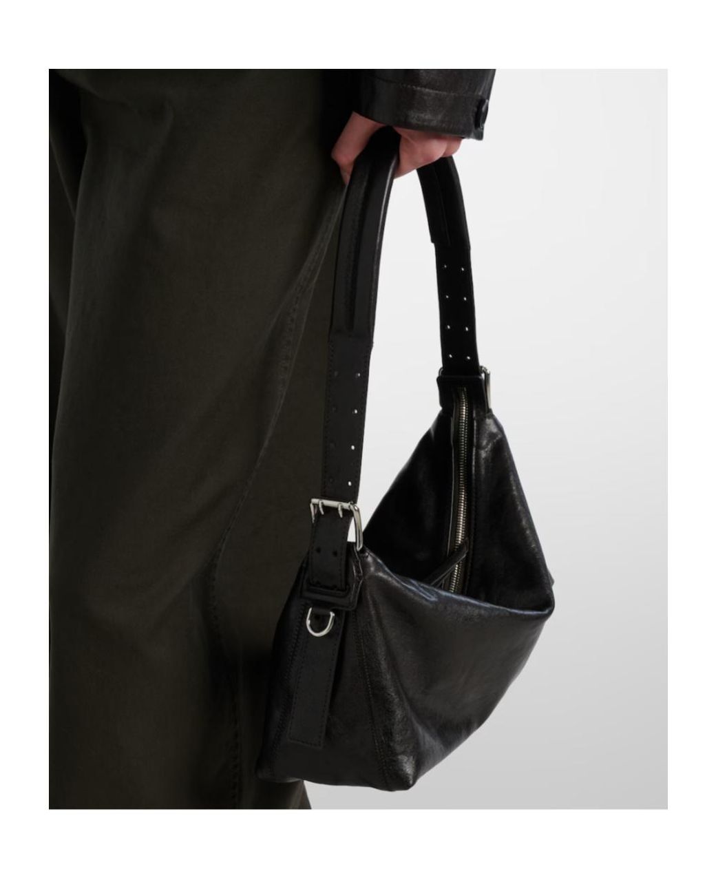 Lemaire Gray Belted Leather Shoulder Bag
