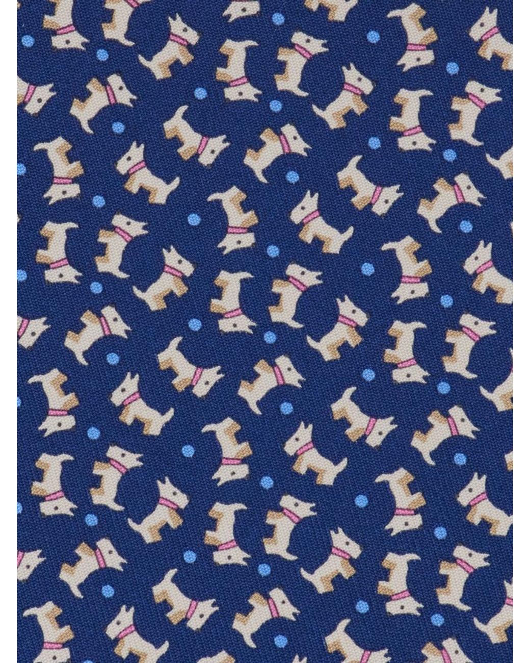 Ferragamo Blue Charlie Print Silk Tie for men