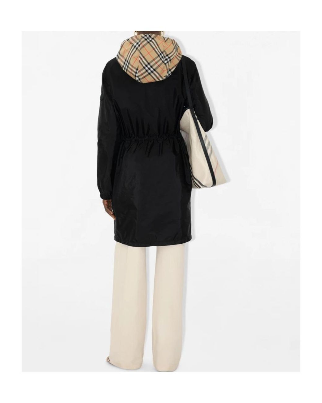 Burberry Black Vintage Check Trim Zipped Parka