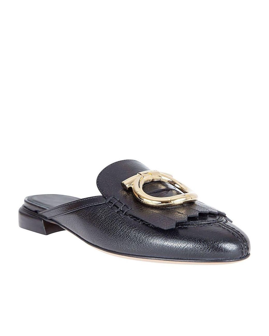 Ferragamo Blue Ferragamo Gancini Plaque Fringed Sandals