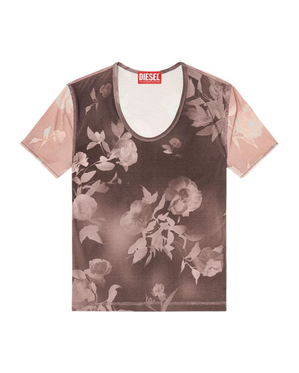 DIESEL Pink Elenewu Floral Print T-Shirts